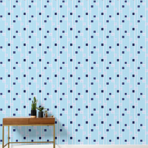 Papier Peint Bleus rétro rayés et carré