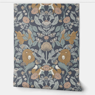 Papier Peint Bloc de bois bleu Imprimer Damas
