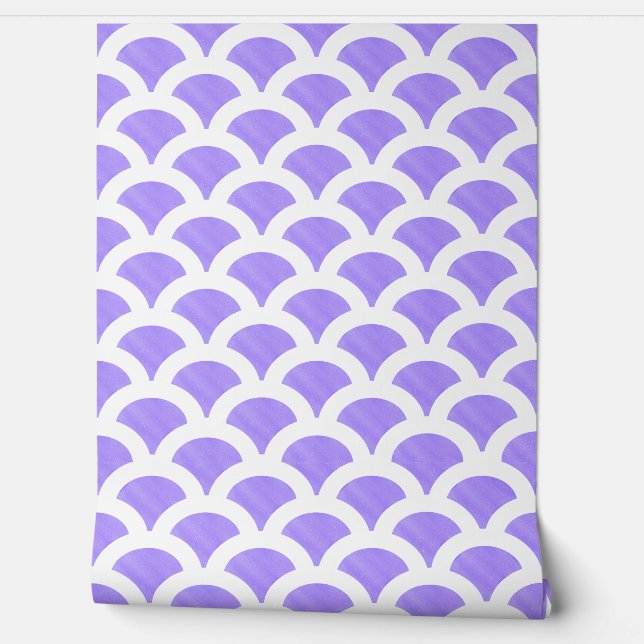 Papier Peint Blue and White Scallop Wallpaper (Déroulement)