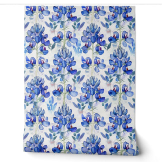 Papier Peint Blue Floral Bluebonnet Texas Wild Flower Motif