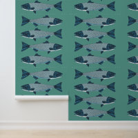 Blue Folk Art Trout/Saumon