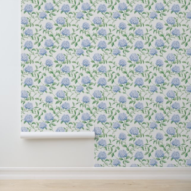 Papier Peint Blue Hydrangeas Côte Grand-mère Floral (Application)