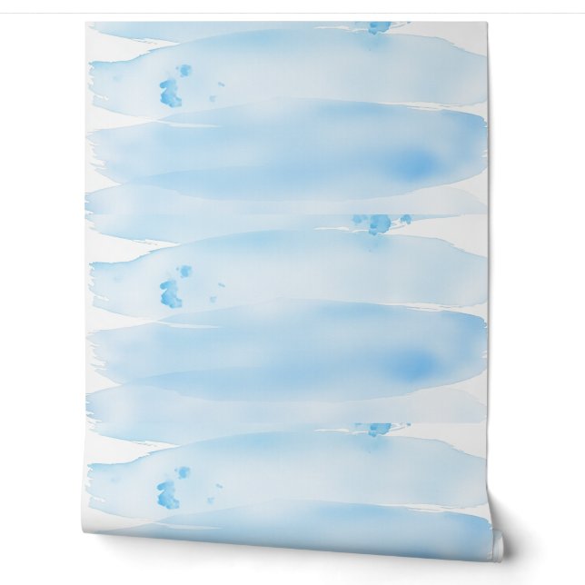 Papier Peint Blue Watercolor Brushstroke Vinyl Sheet (Déroulement)