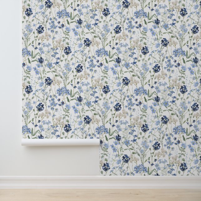 Papier Peint Blue Watercolor Wildflower (Application)