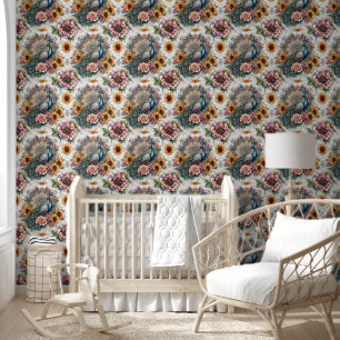 Papier Peint Bohemian Peacock & Sunflower Dream