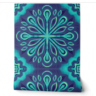 Papier Peint Boho Abstrait bleu