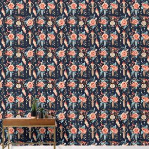 Papier Peint Boho attrape rêve carrelé motif floral