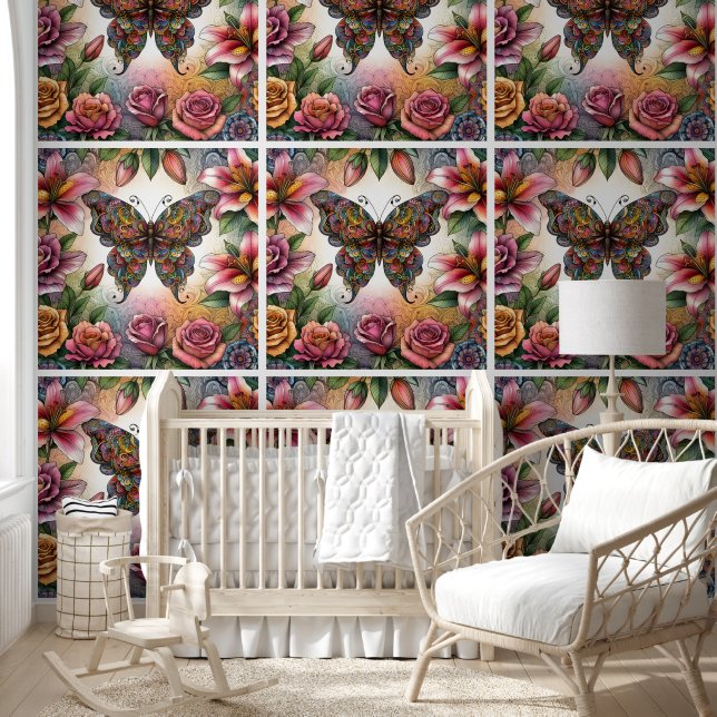 Papier Peint Boho Butterfly & Floral Symphony (Enfants)