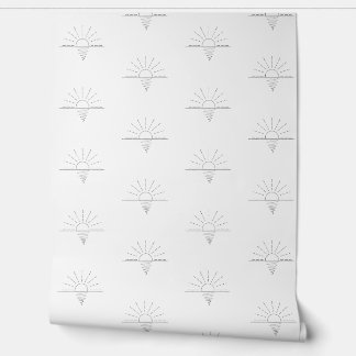 Papier Peint Boho céleste lever de soleil simple gris blanc