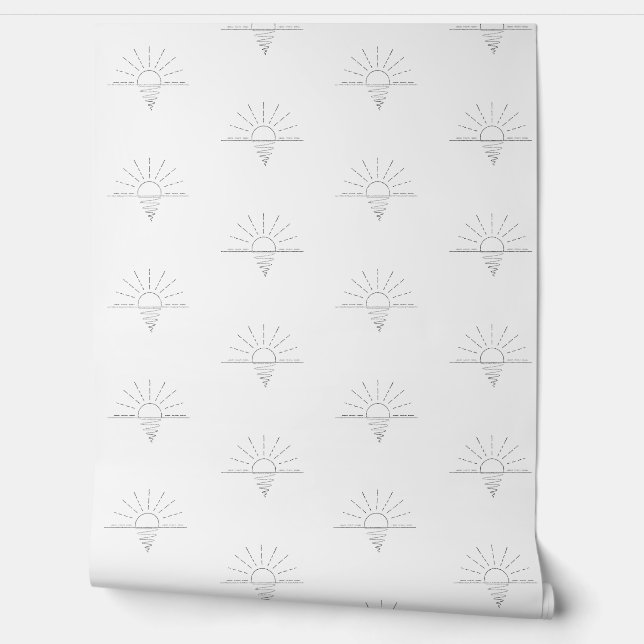 Papier Peint Boho céleste lever de soleil simple gris blanc (Déroulement)