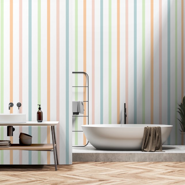 Papier Peint Boho Pastel Couleur rayée (Salle de bain)
