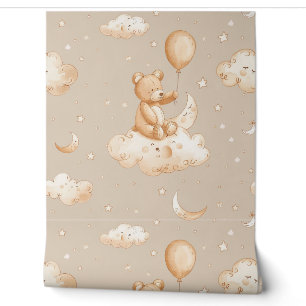 Papier Peint Boho Teddy Bear Motif Baby Nursery Room