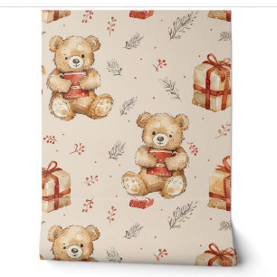 Papier Peint Boho Teddy Bear Motif Baby Nursery Room