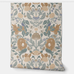Papier Peint Bois beige Bloc Imprimer Damas
