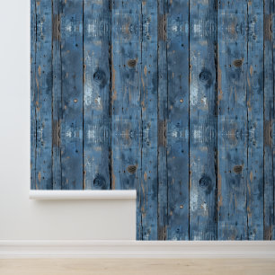 Papier Peint Bois Bleu Rustique