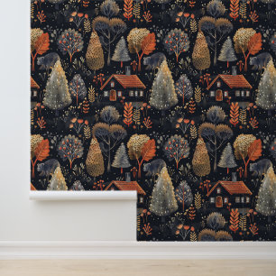 Papier Peint Bois d'automne sombre