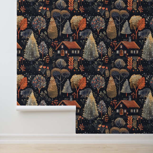 Papier Peint Bois d'automne sombre (Application)