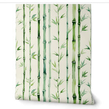 Bois de bambou Vert Feuilles Aquarelle amovible
