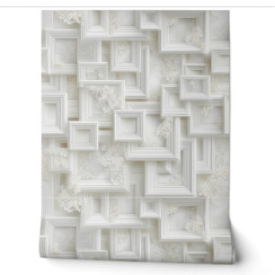 Papier Peint Boîte blanche contemporaine avec fleurs Abstraites