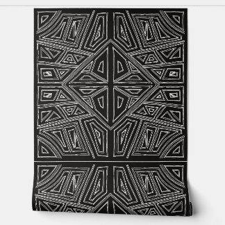 Papier Peint Bold Lines - Symmetrical Tile - Black And White 