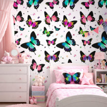 Bold Neon Butterfly Modern Colorful Girl Decor