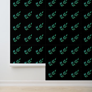 Papier Peint Botanique Imprimer Vert Feuille Jardin Motif Noir