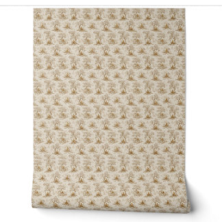 Papier Peint Bouddha doré Toile de Jouy motif classique