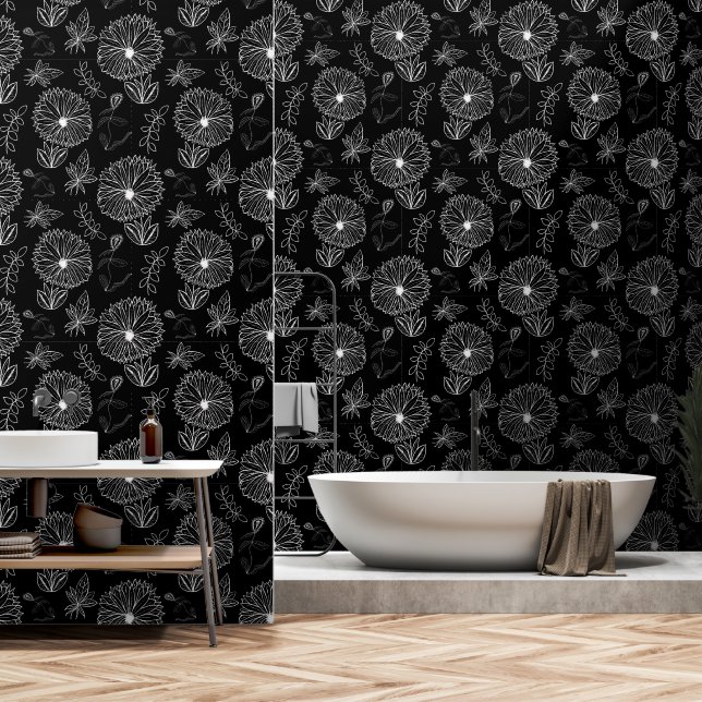 Papier Peint Bouquet à main (Salle de bain)