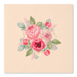 Papier Peint Bouquet de roses peintes en rose