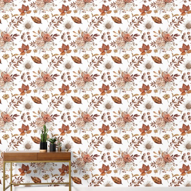 Papier Peint Bouquet en terre cuite des fleurs d'automne (Couloir)