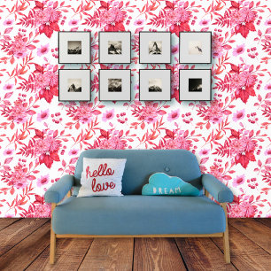 Papier Peint Bouquet rose de fleurs et de feuillage