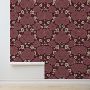 Papier Peint Bourgogne Étouffé Floral