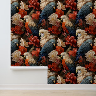 Papier Peint Boutique vintage Décor Jungle Parrots Floral