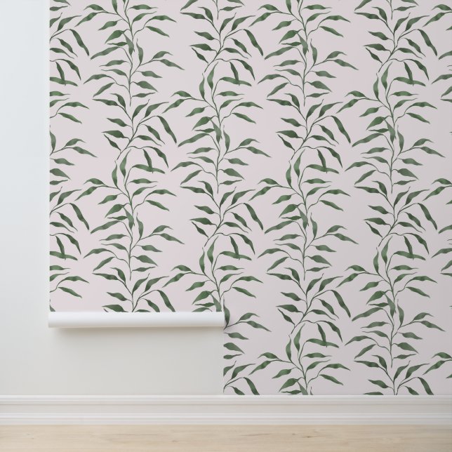 Papier Peint Branches de feuilles de jungle tropicale linéaire  (Application)