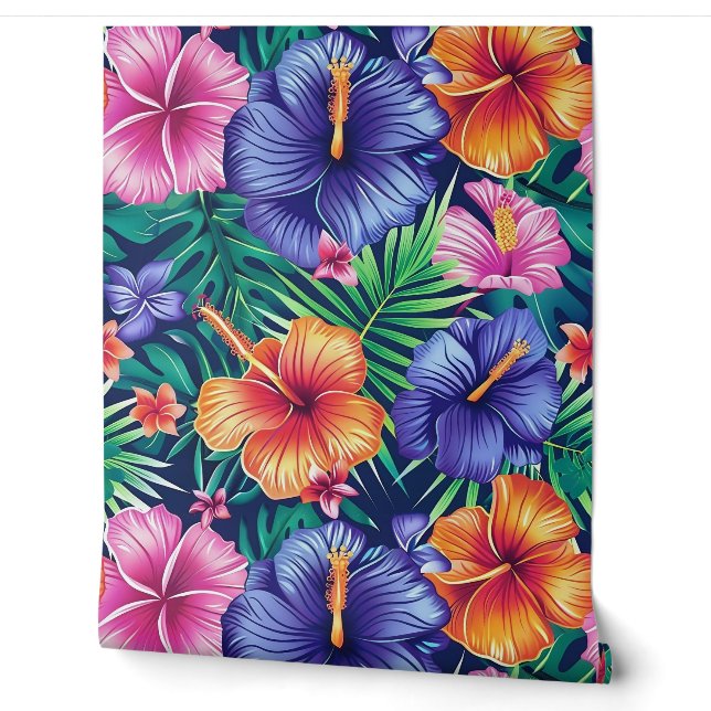 Papier Peint Bright Tropical Floral (Déroulement)