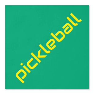 Papier Peint Bright Yellow PICKLEBALL Texte sur le bleu vert