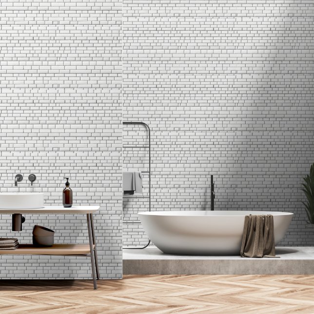 Papier Peint Briques blanches Motif sans couture Rustique Eléga (Salle de bain)
