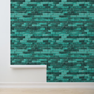 Papier Peint Briques bleues turquoises Gris sans couture Motif