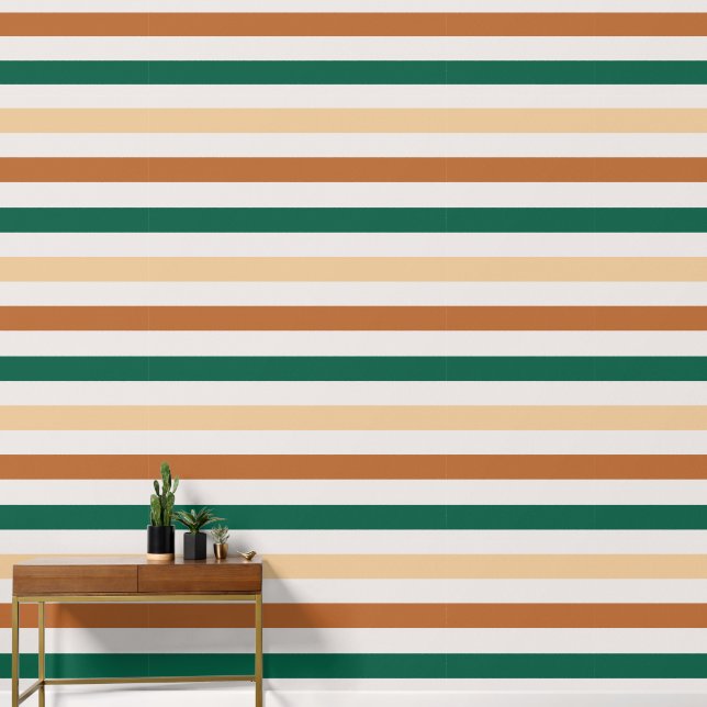 Papier Peint Brown rayé unique et Motif vert coloré (Couloir)