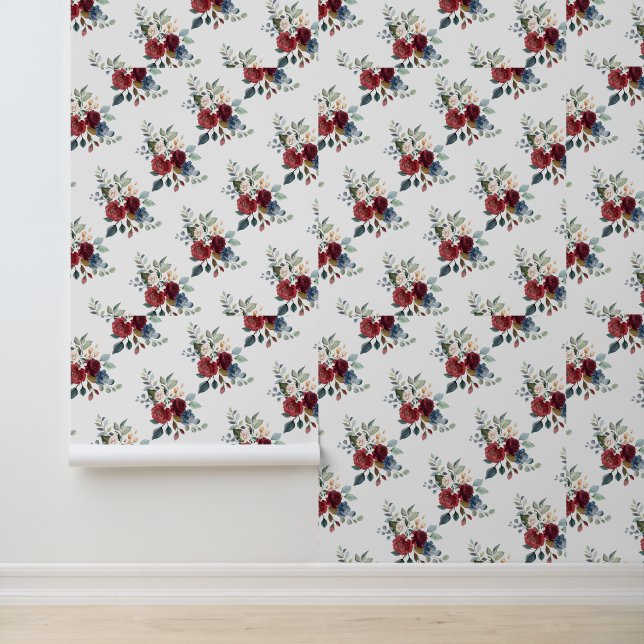 Papier Peint Burgundy Motif Floral Nature botanique (Application)