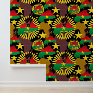 Papier Peint Burkina Faso Carte, drapeau et première révolution