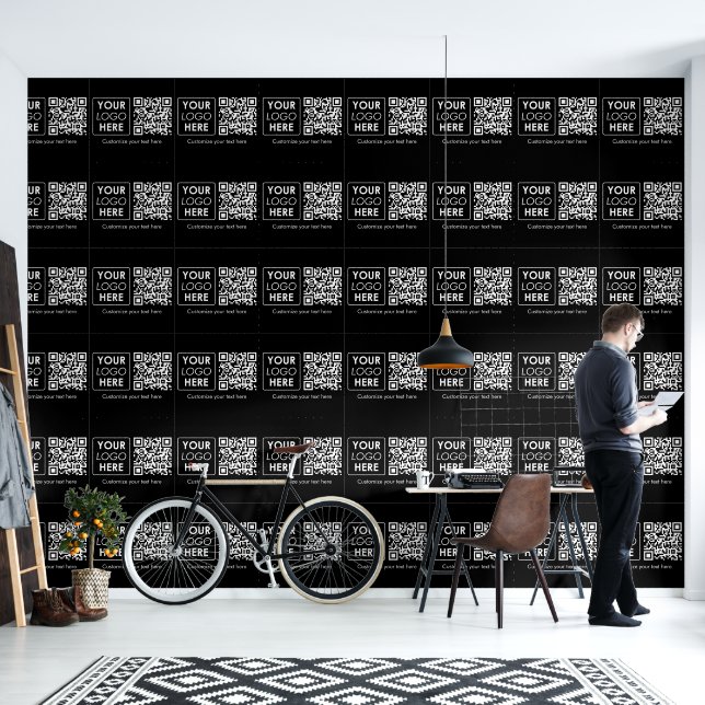 Papier Peint Business Logo Entreprise Code QR simple Texte Offi (Salon)