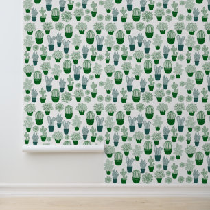 Papier Peint Cactus Desert plante Tendance Botanique blanche Vi