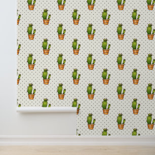 Papier Peint Cactus et Motif de point de polk Succulent