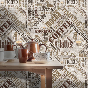 Papier Peint Café sur Burlap Word Cloud Brown ID283