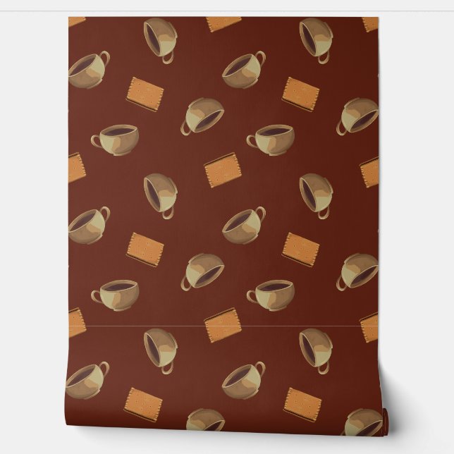 Papier Peint Cafés et biscuits au chocolat Cafétéria Cuisine (Déroulement)