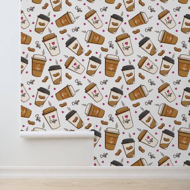 Papier Peint Cafés, Fèves de café, Amateur de café, Coeurs (Application)