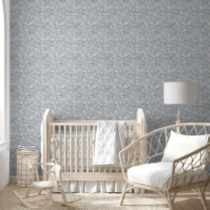 Papier Peint Calmer Blue Floral Waters Baby Nursery