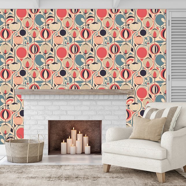 Papier Peint Calyx et gousses de semences modernes stylisés Pee (Créateur téléchargé)