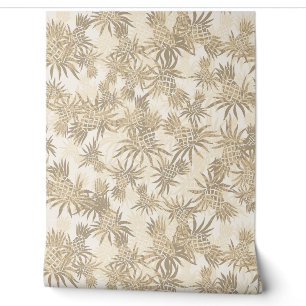 Papier Peint Camo d'ananas Tropical Hawaiian - Taupe